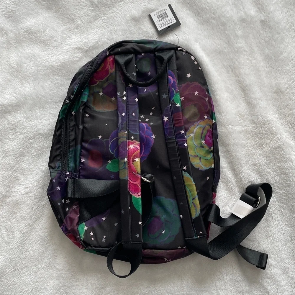 Cynthia Rowley Starry black floral backpack NWT